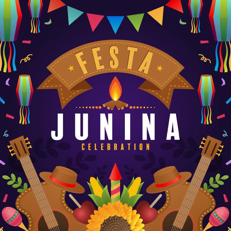 poster festa junina festival di giugno. vettore