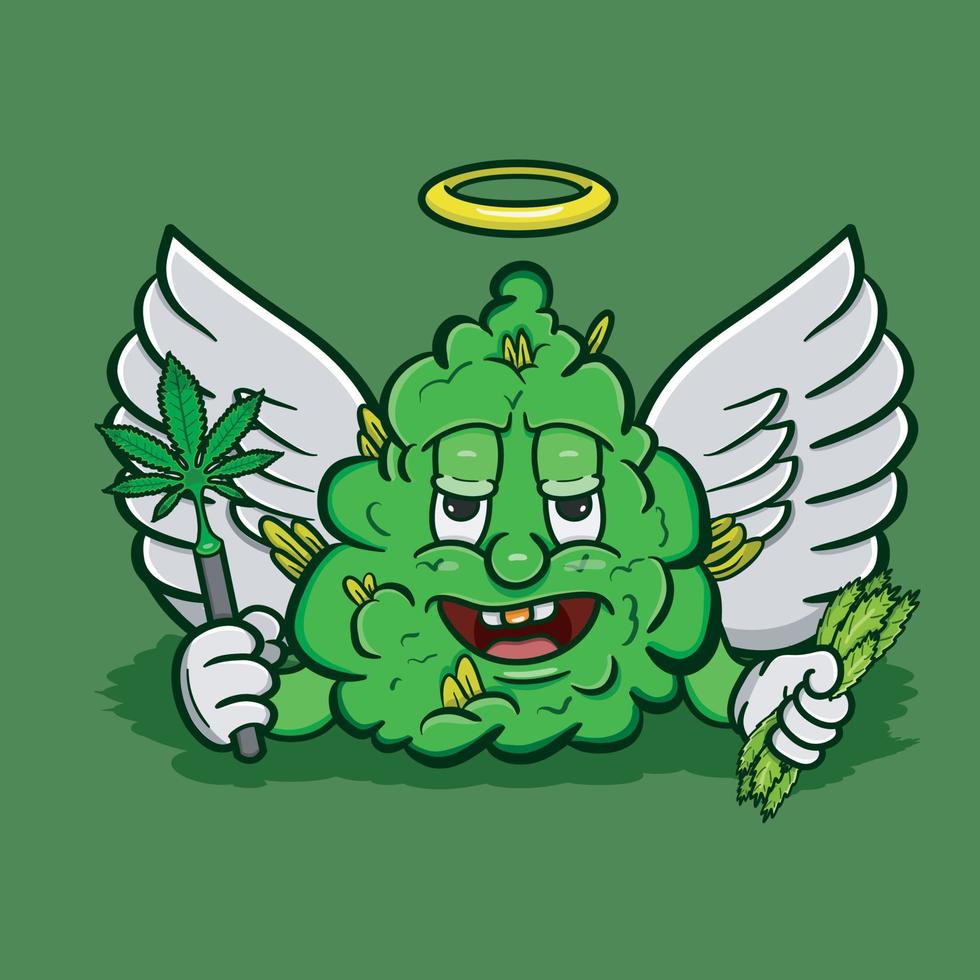 illustrazione vettoriale mascotte personaggio dei cartoni animati di erbaccia bud angel.adatto per marchio, logo, adesivo, design t-shirt e altri prodotti.