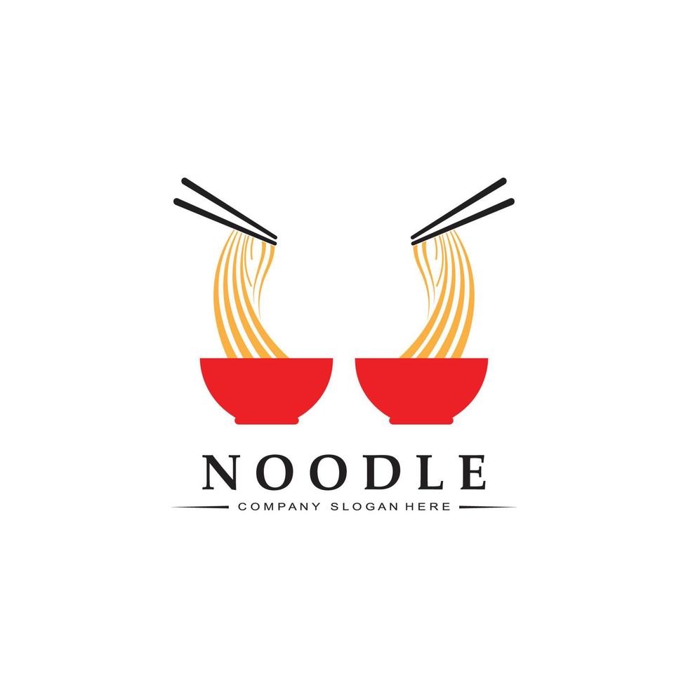 una collezione di ispirazione per il logo di noodle. modello di progettazione di cibo e ciotola cinese. illustrazione di concetto retrò vettore