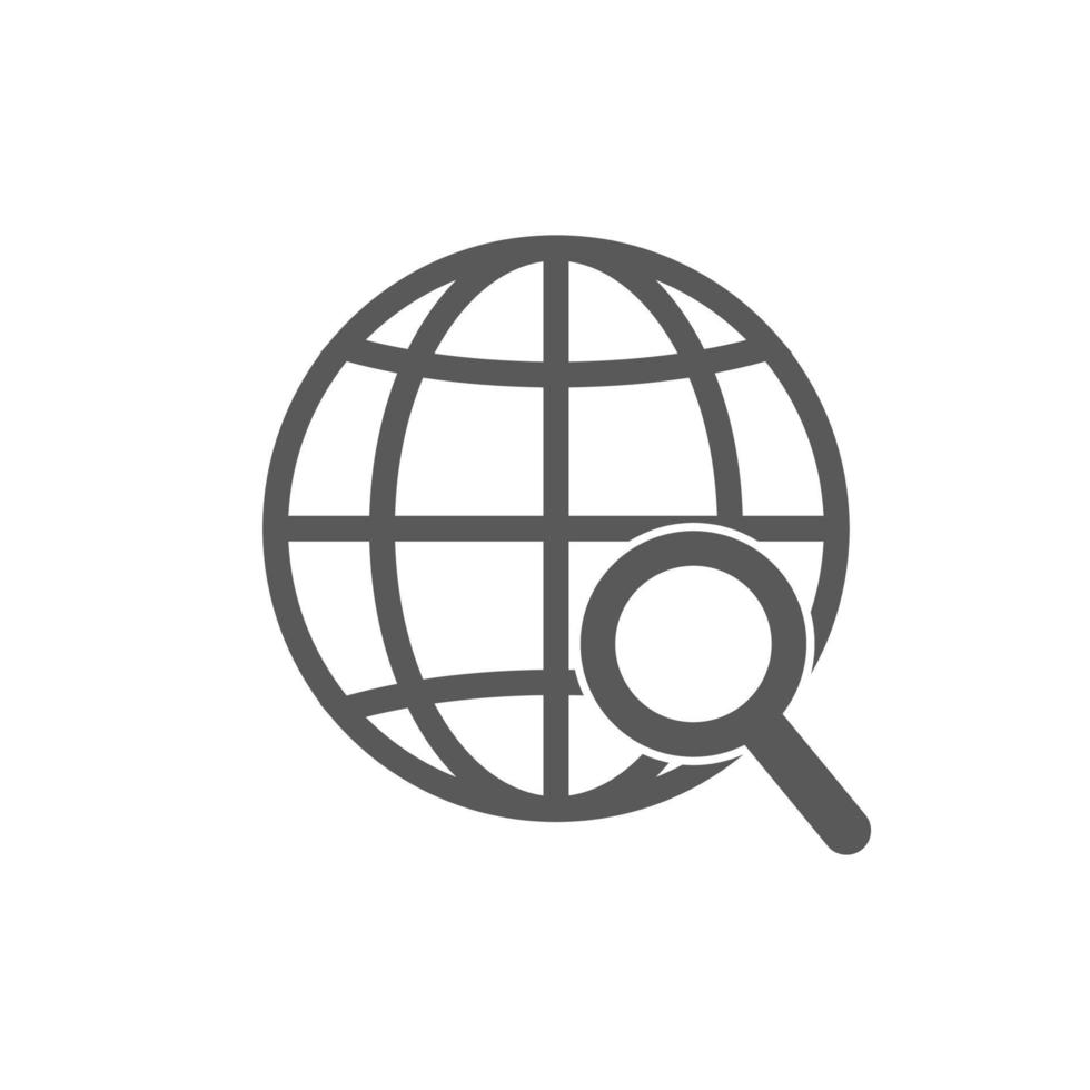 illustrazione vettoriale del globo e dell'icona di ingrandimento