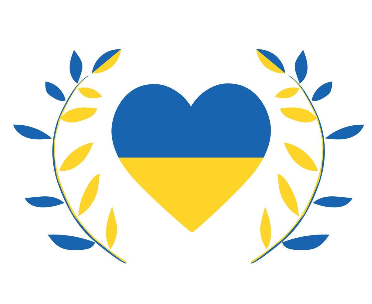ucraina bandiera cuore e foglie di albero emblema nazionale europa simbolo astratto illustrazione vettoriale design