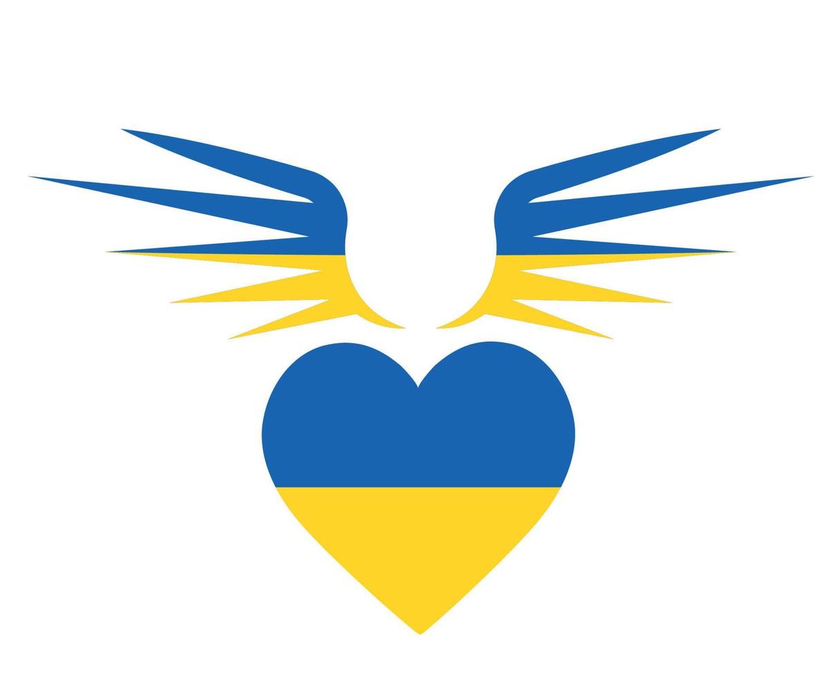 ucraina ali e cuore bandiera emblema simbolo nazionale europa astratto illustrazione vettoriale design