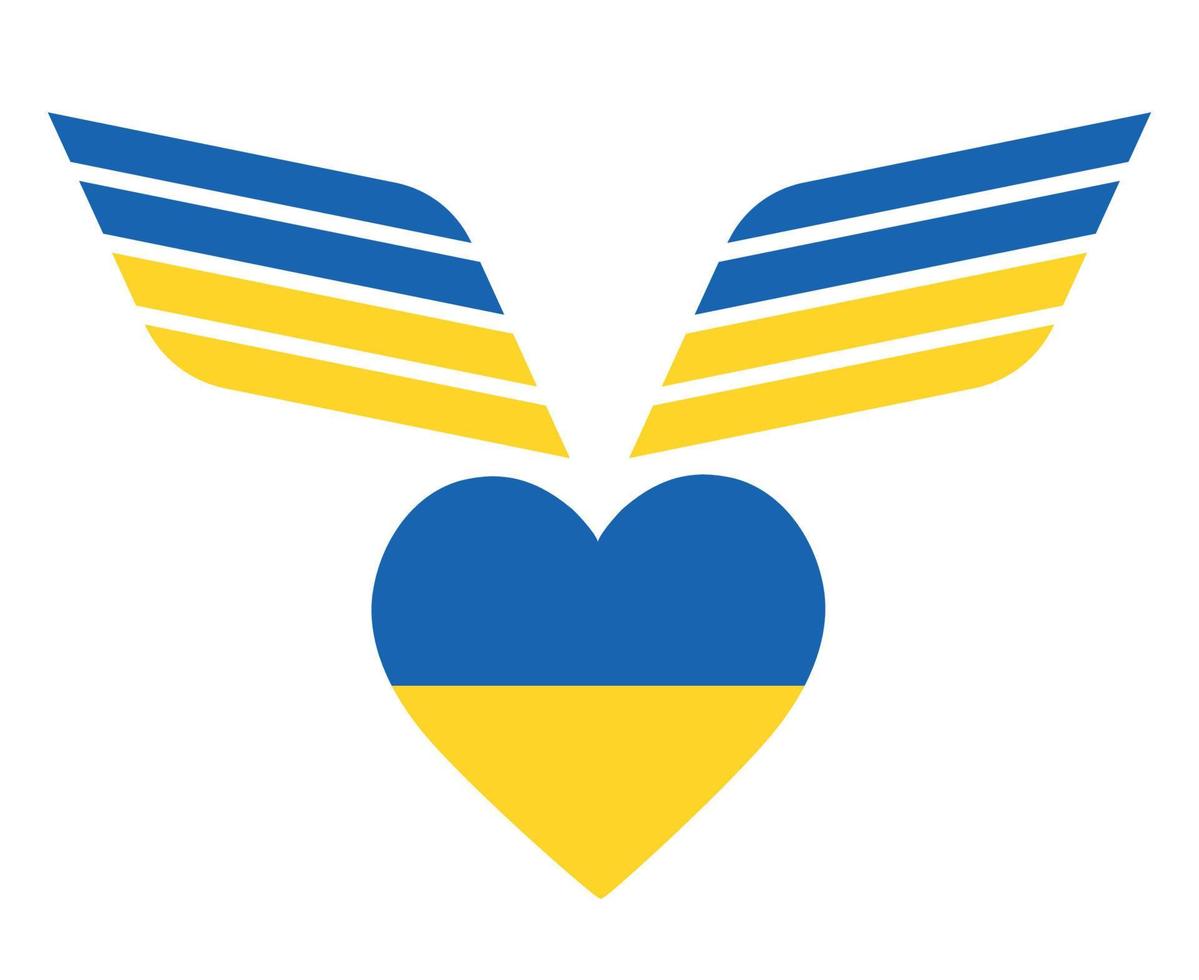 ucraina emblema ali e cuore bandiera simbolo nazionale europa astratto illustrazione vettoriale design