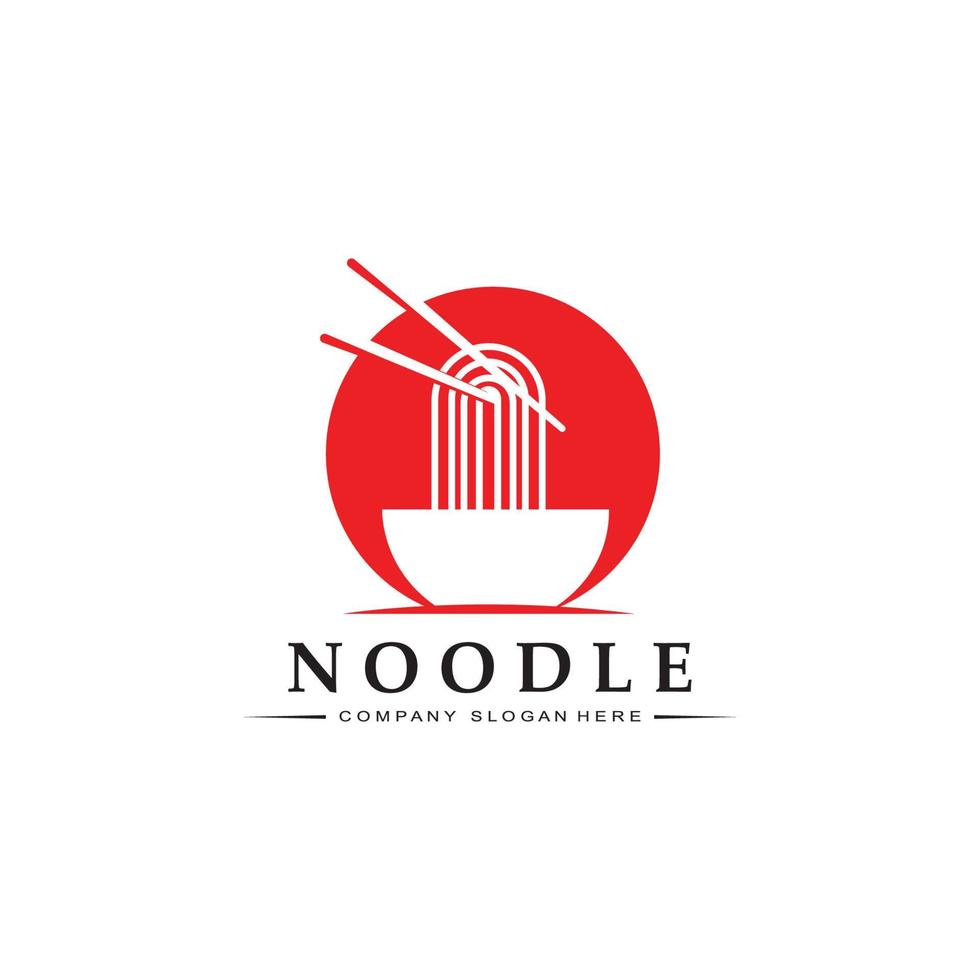una collezione di ispirazione per il logo di noodle. modello di progettazione di cibo e ciotola cinese. illustrazione di concetto retrò vettore