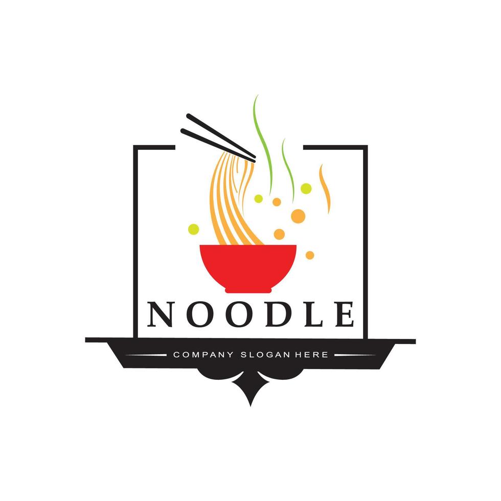 una collezione di ispirazione per il logo di noodle. modello di progettazione di cibo e ciotola cinese. illustrazione di concetto retrò vettore