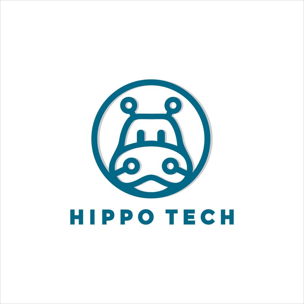 design moderno dell'illustrazione del logo della tecnologia dell'ippopotamo vettore