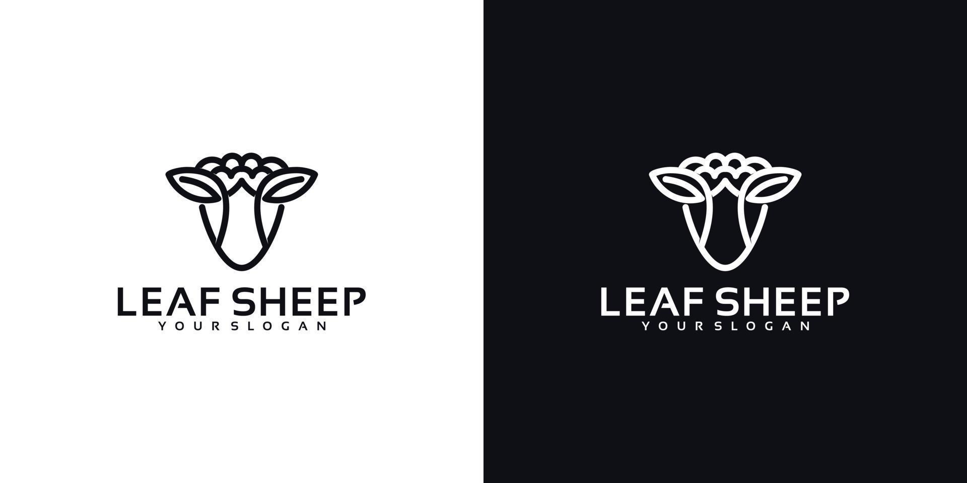 logo della pecora foglia, riferimento per il business vettore