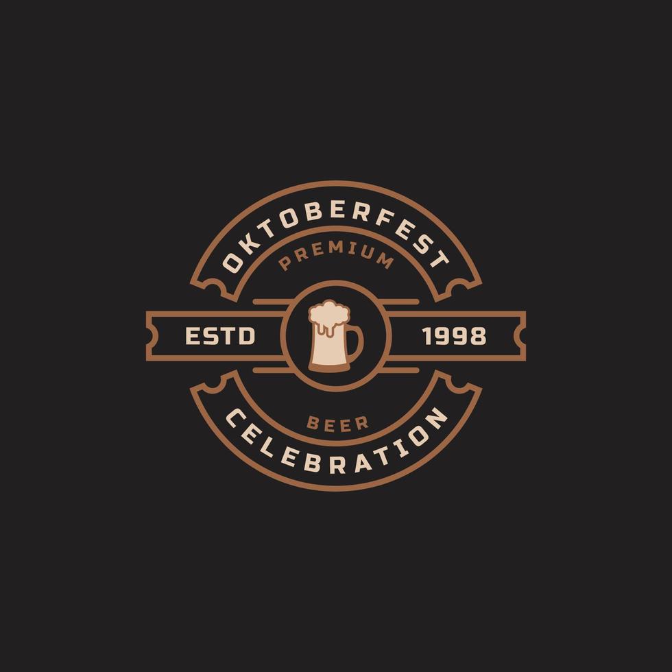 distintivo retrò vintage oktoberfest etichetta design tipografico willkommen zum inviti festa della birra celebrazione logo vettore