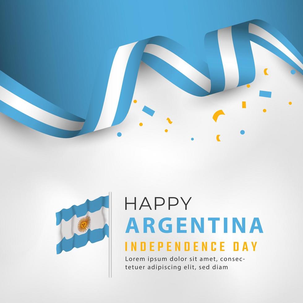 felice giorno dell'indipendenza dell'argentina luglio 9th celebrazione disegno vettoriale illustrazione. modello per poster, banner, pubblicità, biglietto di auguri o elemento di design di stampa