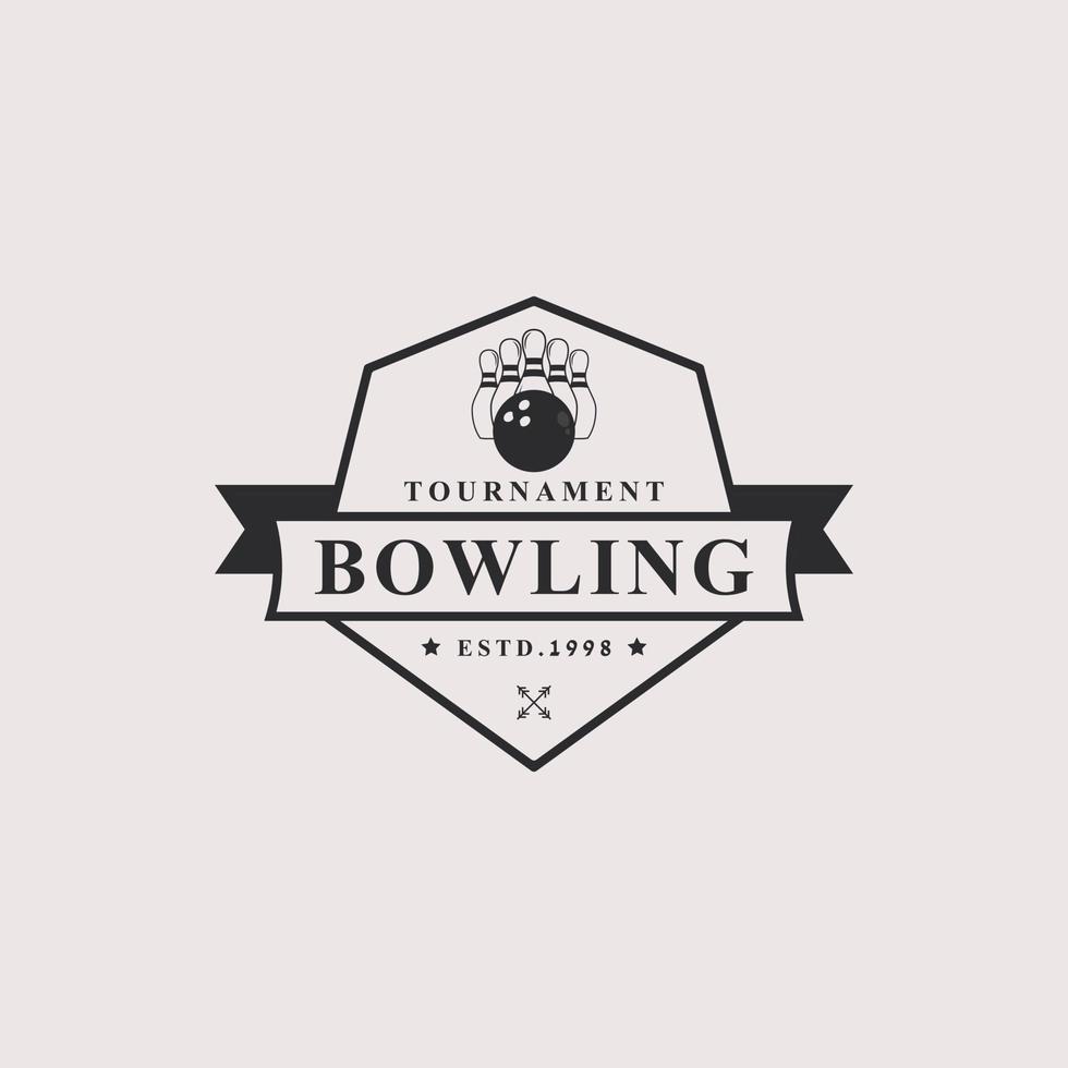 emblemi di loghi bowling badge retrò vintage e modelli di logotipo vettore