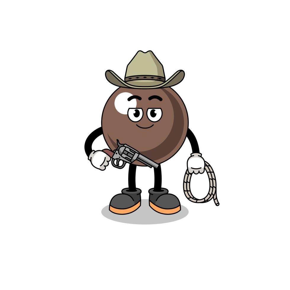 personaggio mascotte di perla di tapioca come cowboy vettore