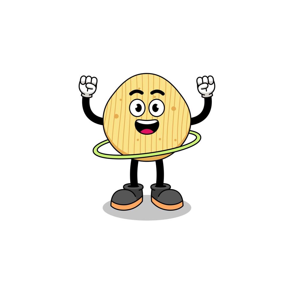illustrazione del personaggio di patatine fritte che giocano a hula hoop vettore