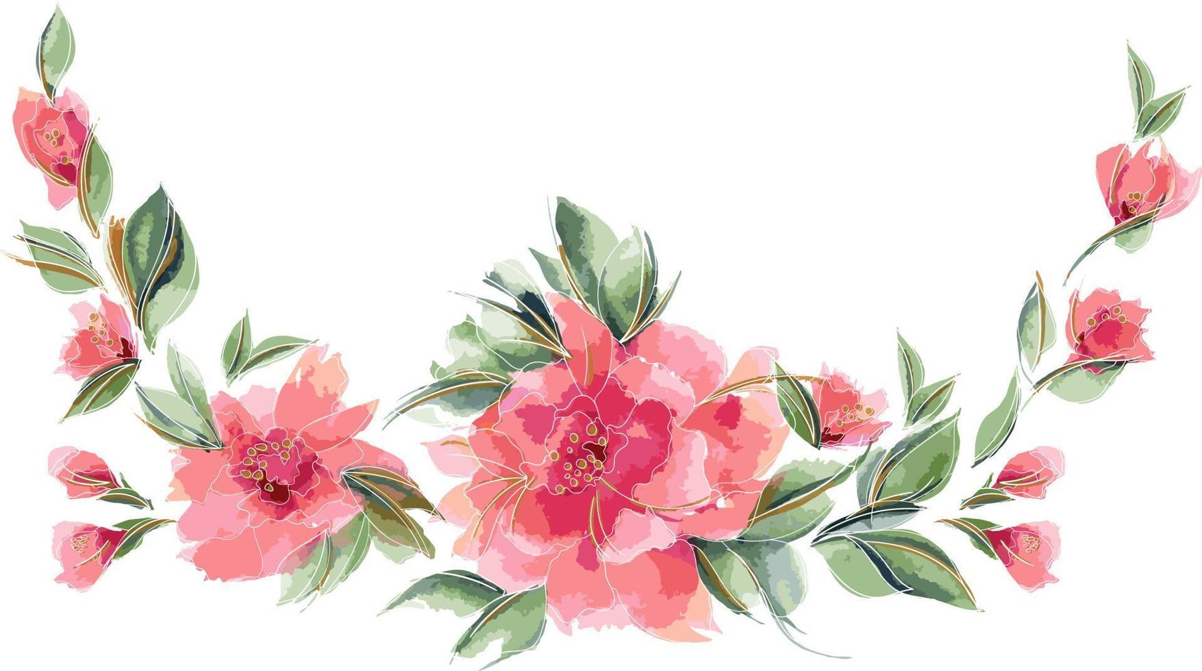 ghirlanda di rose floreali rosa vettore