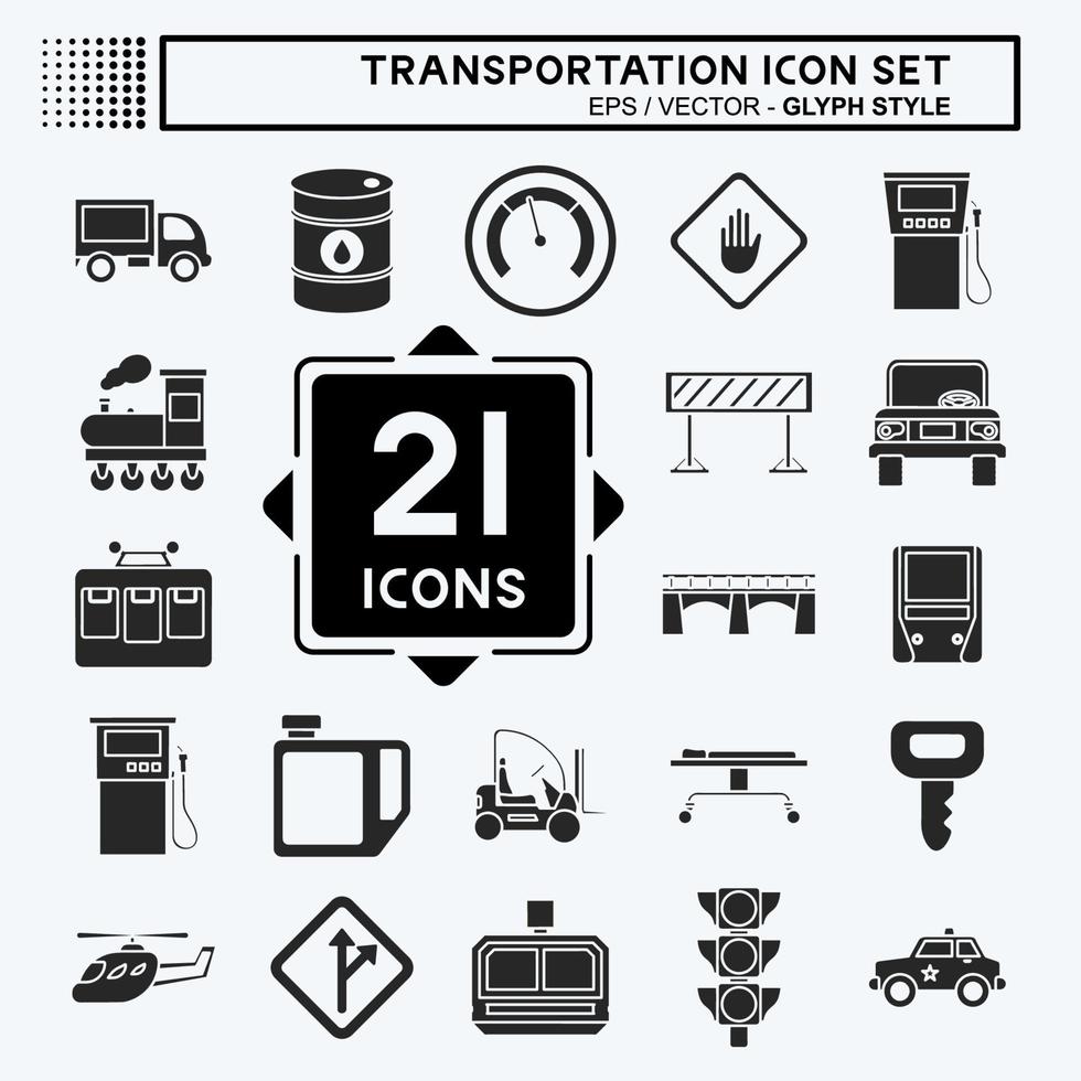 set di icone di trasporto. adatto per l'istruzione simbolo. stile glifo. design semplice modificabile. vettore del modello di progettazione. semplice illustrazione