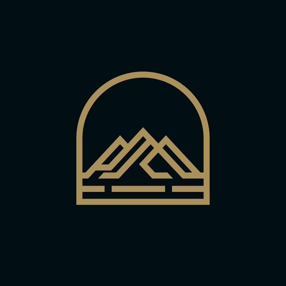 design dell'illustrazione del logo di montagna di lusso vettore