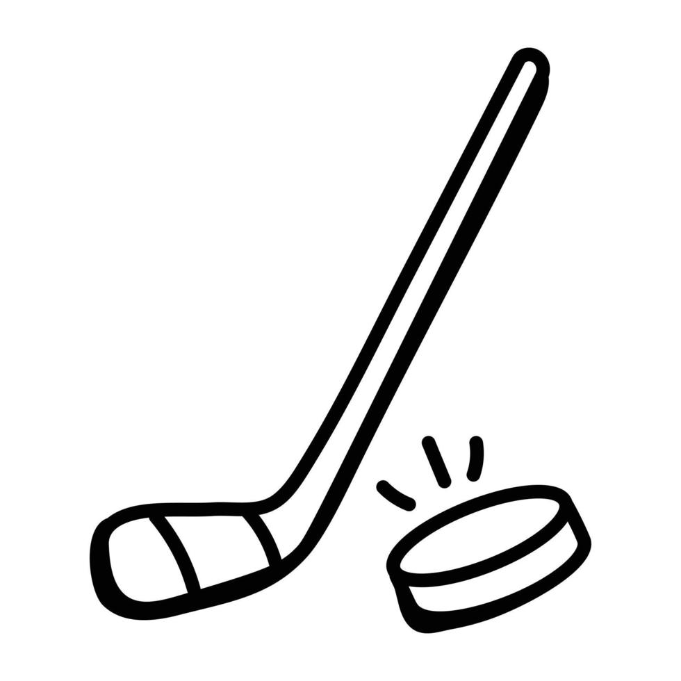 un'icona di un vettore di doodle di gioco di hockey su ghiaccio