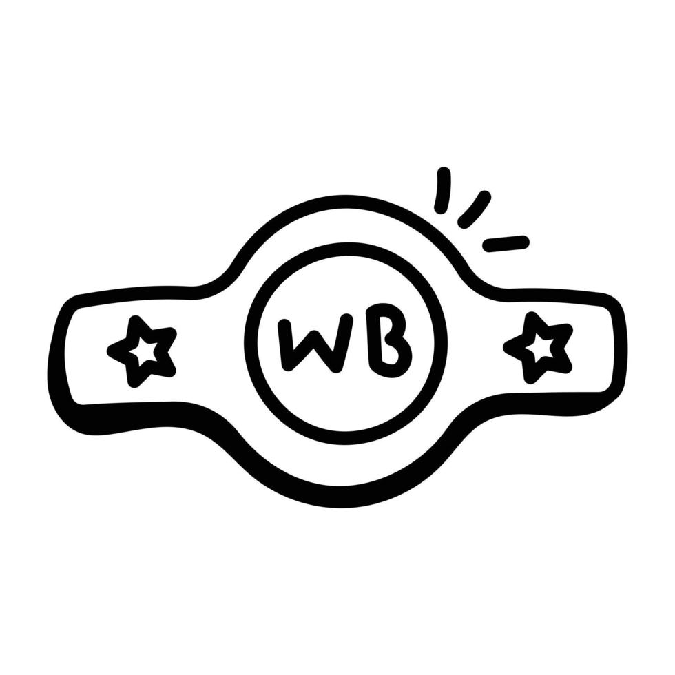 un'icona del design del doodle della cintura di wrestling vettore