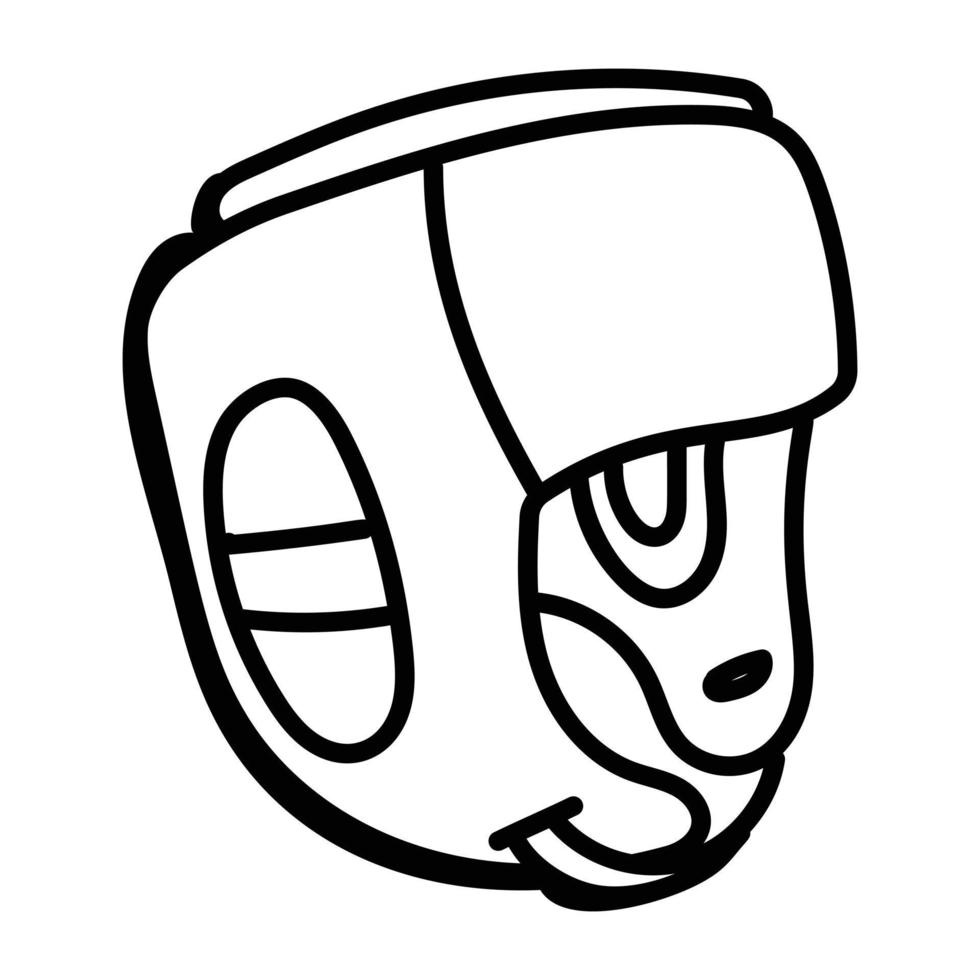 un'icona del design del doodle del casco sportivo vettore