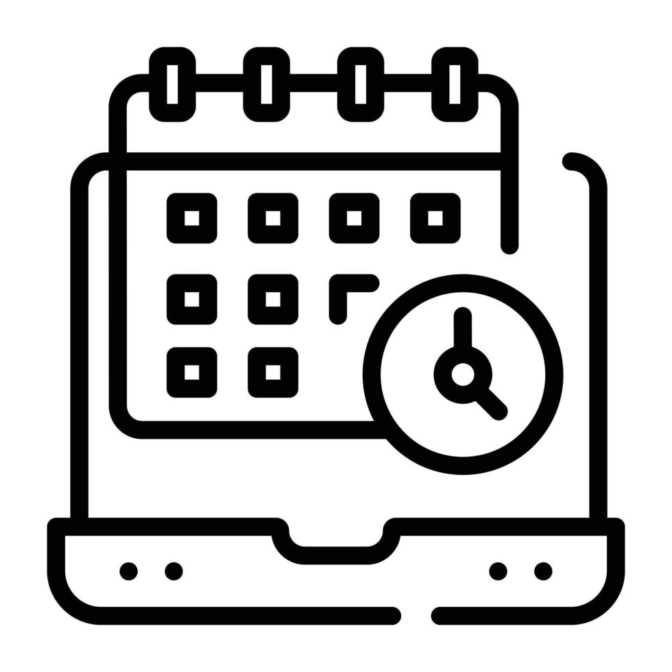 un'icona disegnata a mano di appuntamento online vettore