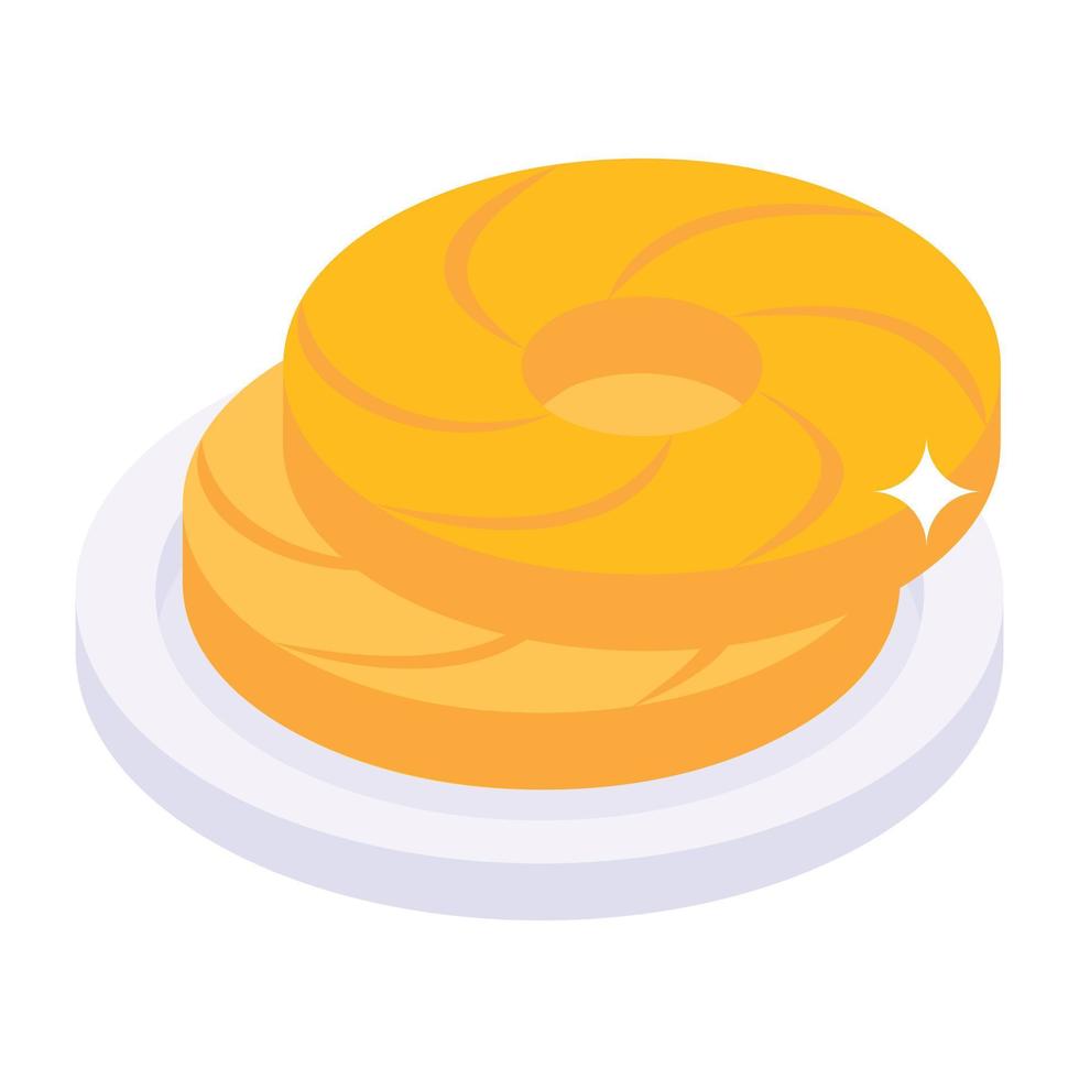 un'icona isometrica alla moda di bagel vettore