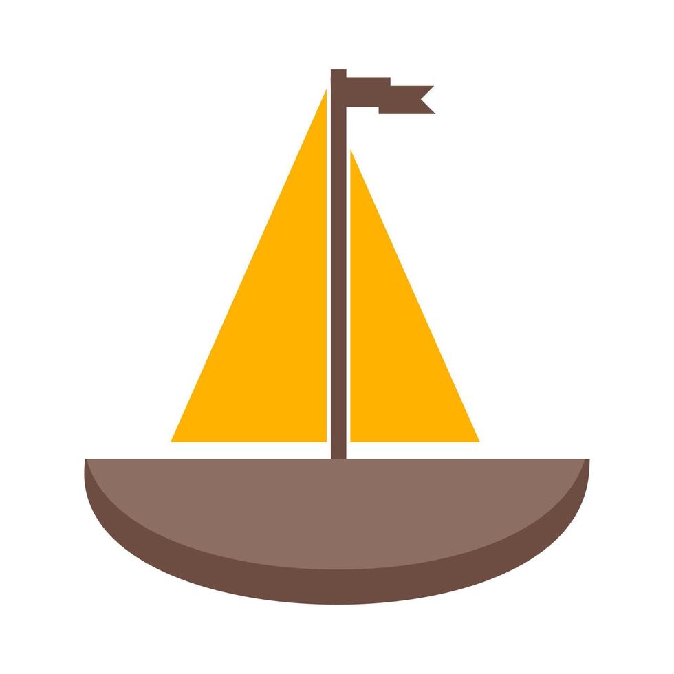 icona multicolore piatto piccolo yacht vettore