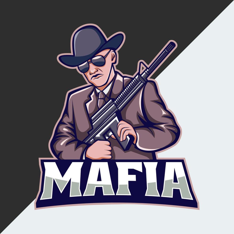 modello di logo esport della mascotte della mafia vettore