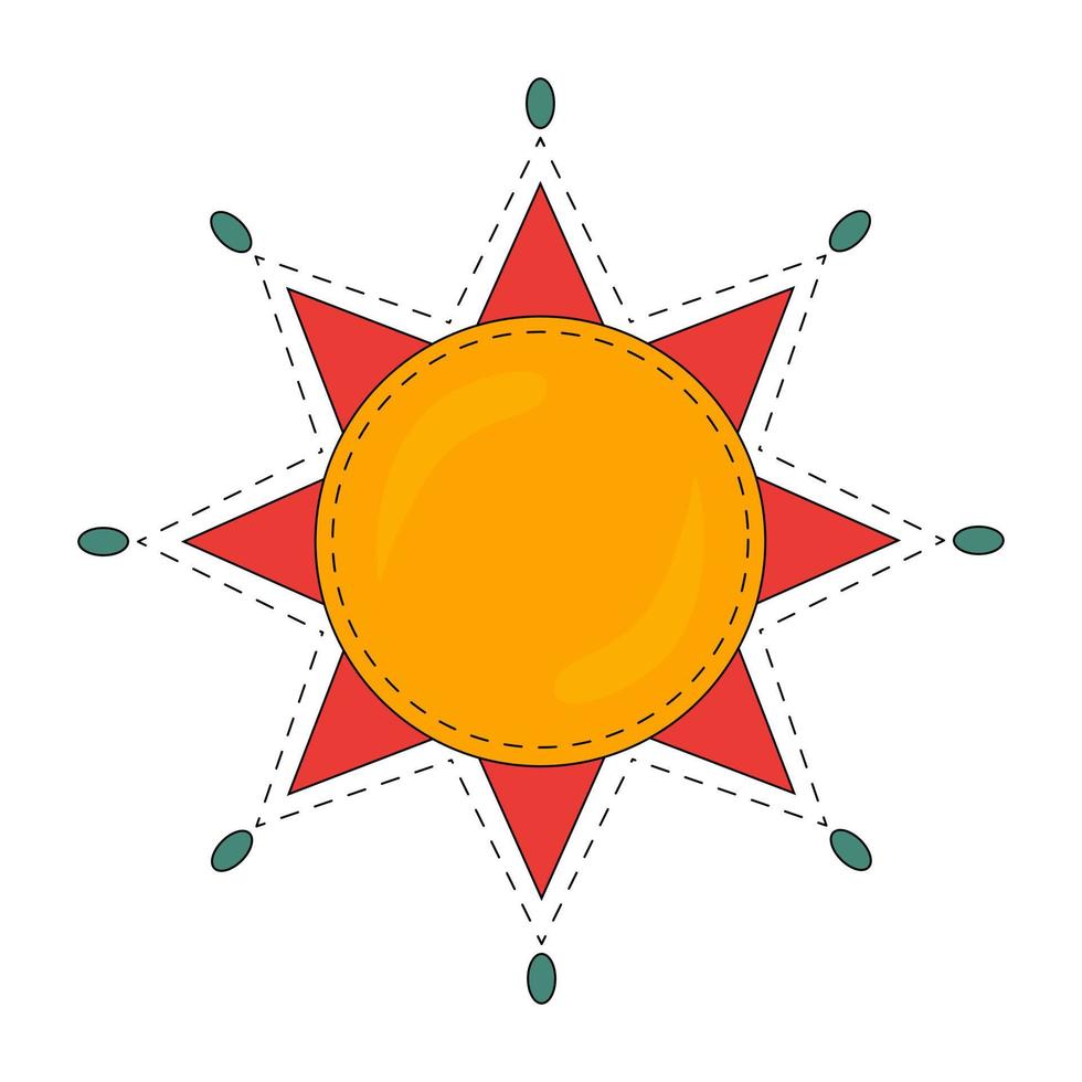 sole rosso. simbolo slavo del carnevale. illustrazione vettoriale di doodle ornamentale isolata su sfondi bianchi. simbolo russo vacanze carnevale primaverile.