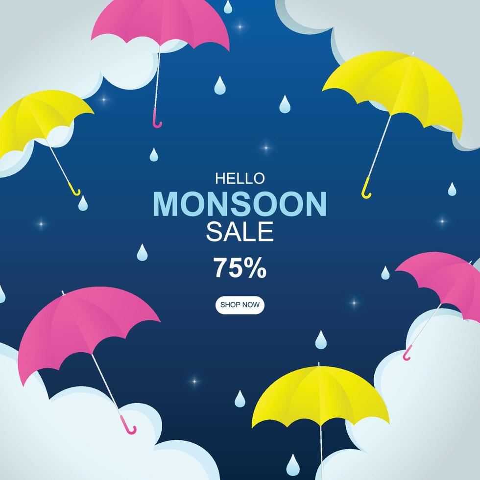 sfondo di vendita della stagione dei monsoni con stile sfumato. vettore