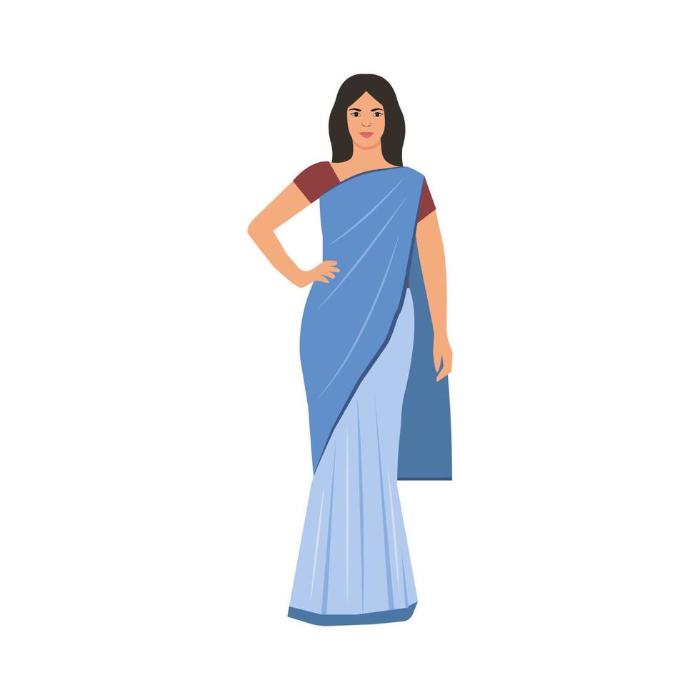 una donna indiana che indossa un'illustrazione tradizionale bella saree.vector vettore