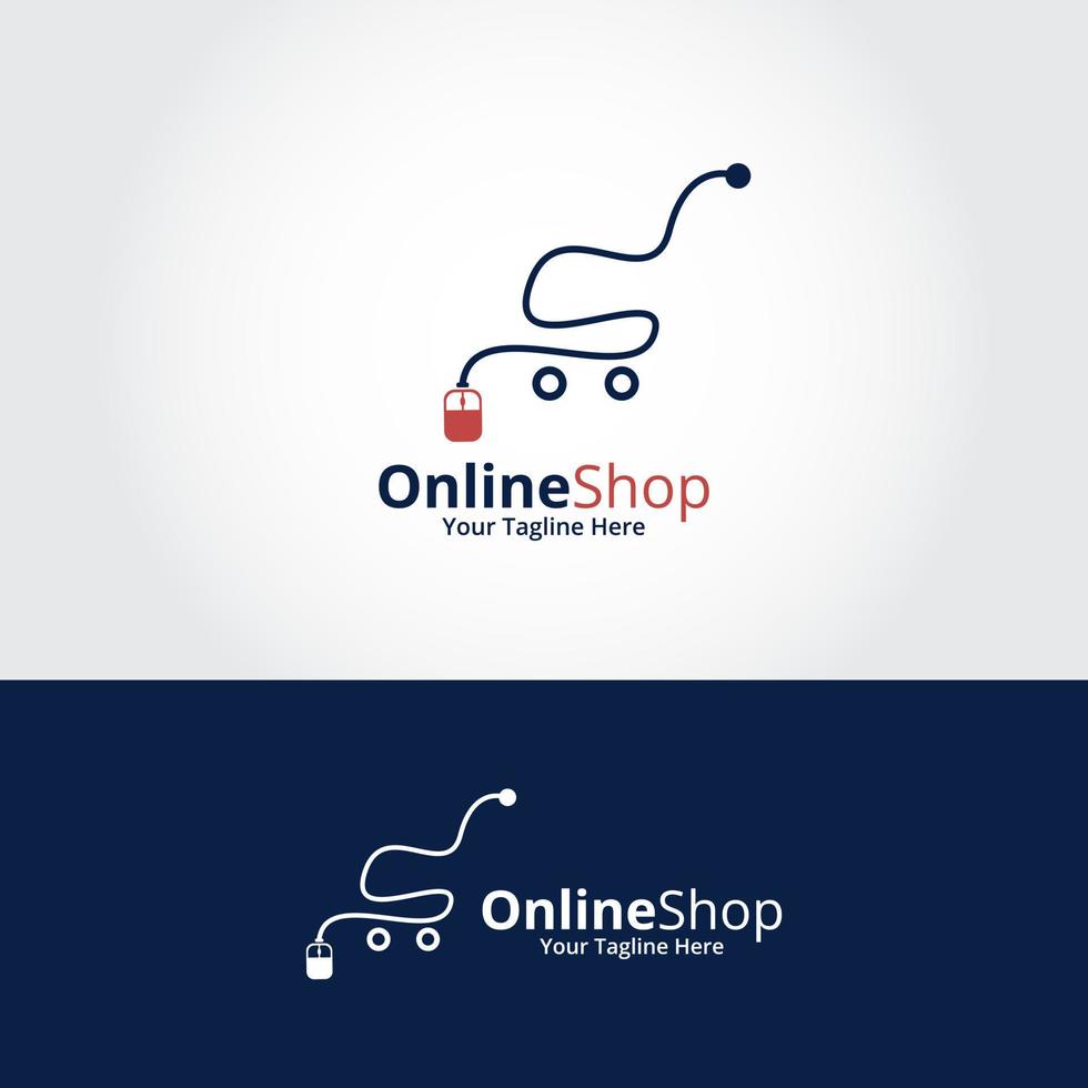 modello di disegni logo negozio online. illustrazione grafica vettoriale. perfetto per e-commerce, vendita, elemento web del negozio, emblema aziendale. vettore