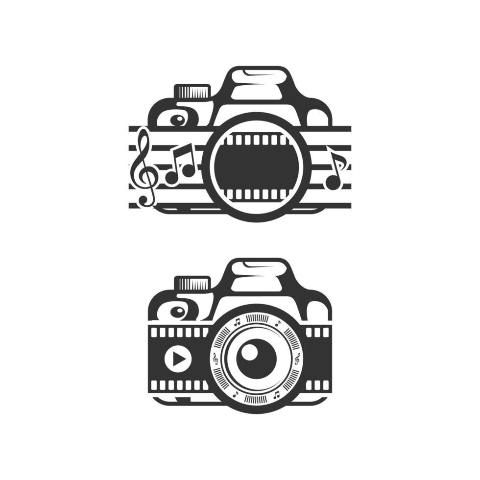 illustrazione di vettore della siluetta della musica del video della macchina fotografica. perfetto per la fotografia, il video o il design con l'utilizzo di temi per fotocamera o video. stile di colore piatto