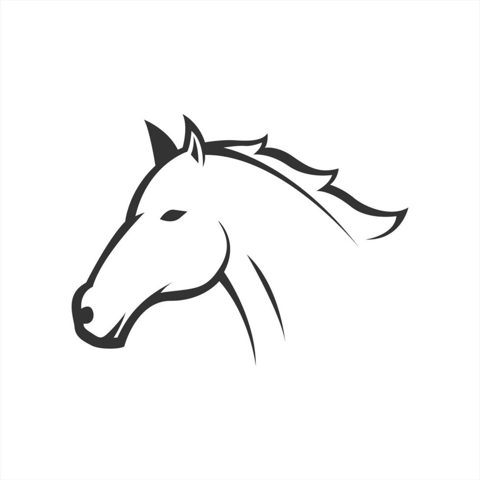 illustrazione di arte della linea di vettore della testa di cavallo. sport equestre, o simbolo forte. perfetto per azienda di allevamento di animali.