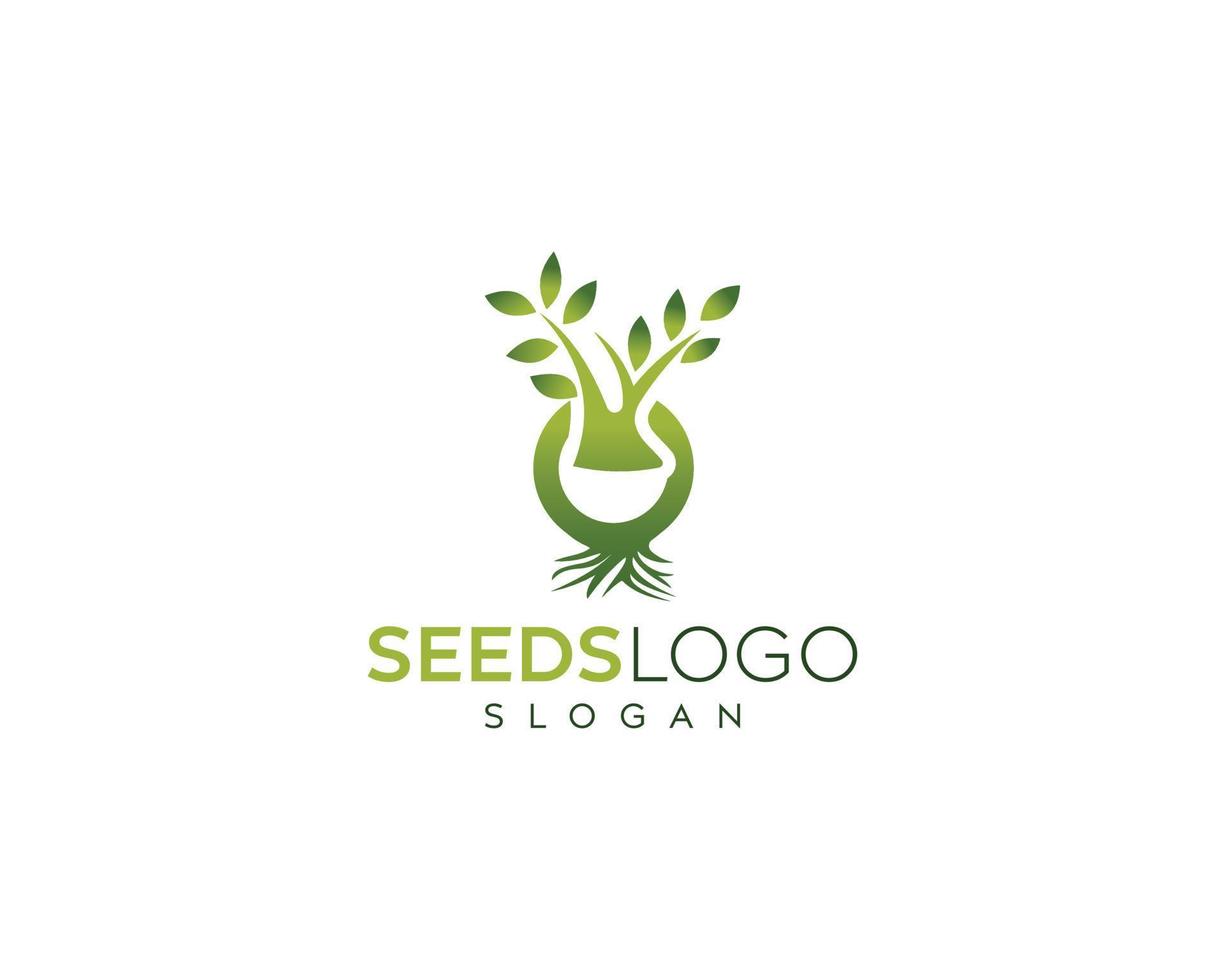 semi freschi verdi logo design-natural seed logo vector design