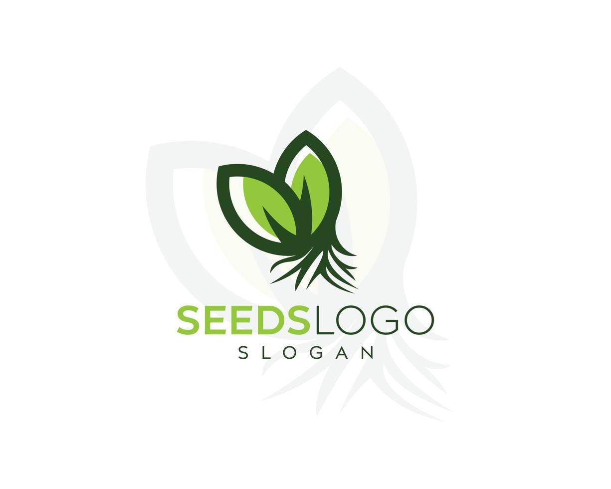 design con logo di semi freschi verdi, design con logo di semi naturali colorati vettore