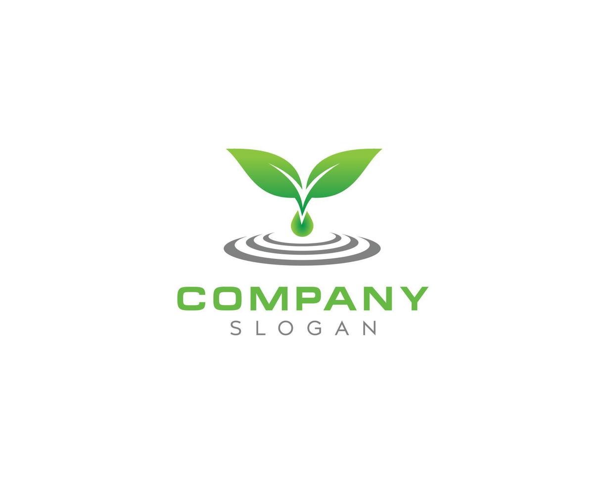 design del logo della goccia d'acqua fresca foglia verde, goccia d'acqua, design del logo vettoriale foglia verde