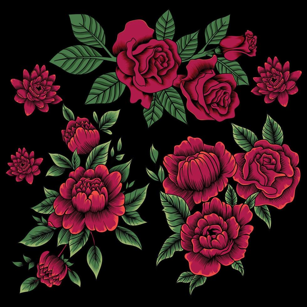 illustrazione vettoriale di rose rosse