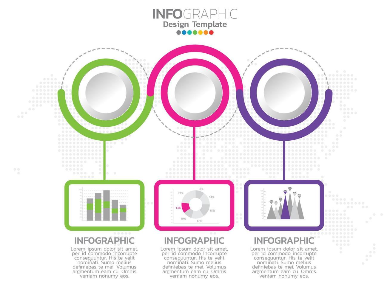 modello di infografica grafico timeline con 3 passaggi o opzioni. vettore