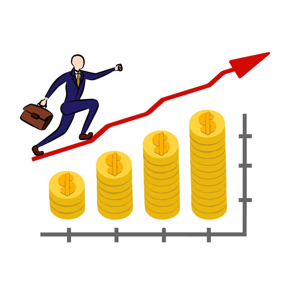 l'illustrazione del grafico finanziario è in rialzo, grafico in alto, utilizzato per applicazioni generali. vettore