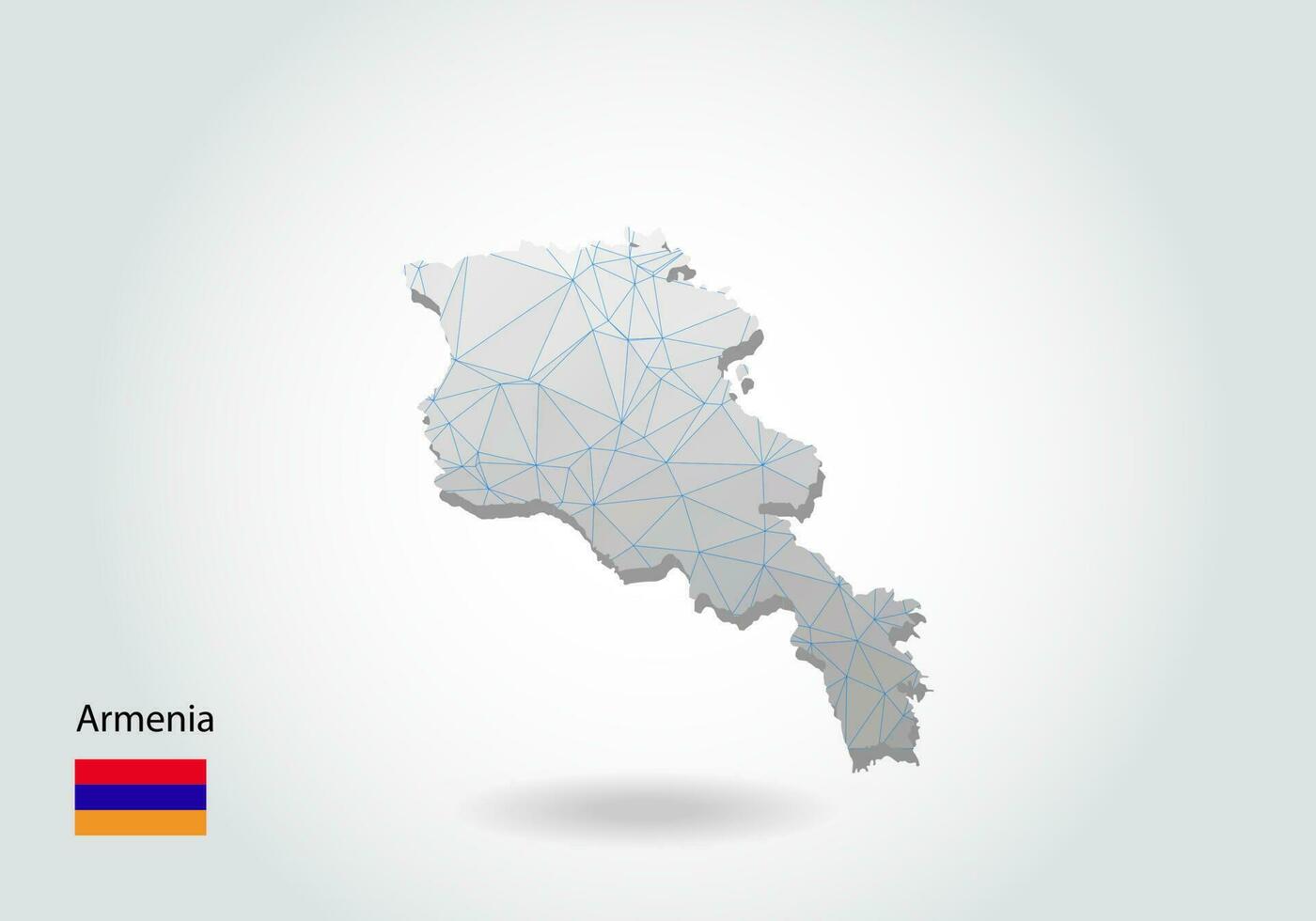 mappa vettoriale dell'armenia con design a triangoli alla moda in stile poligonale su sfondo scuro, forma della mappa in moderno stile artistico 3d con taglio di carta. disegno di ritaglio di carta a strati.