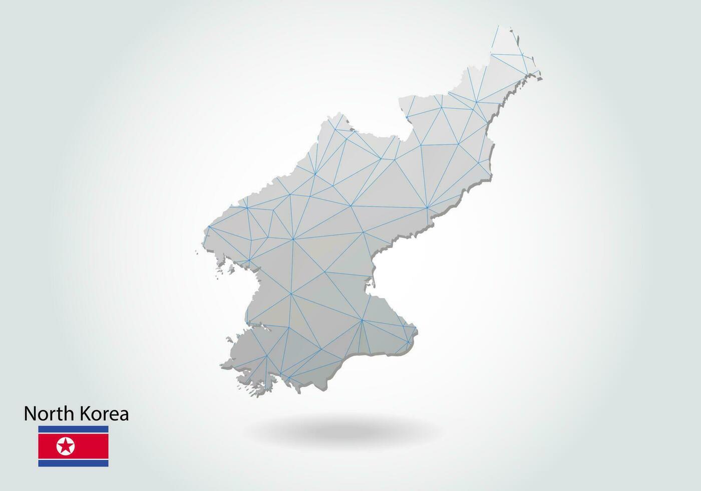 mappa della corea del nord poligonale vettoriale. design a basso numero di poli. mappa fatta di triangoli su sfondo bianco. grafica a gradiente geometrico triangolare a basso poli stile sgualcito, punti linea, design dell'interfaccia utente. vettore