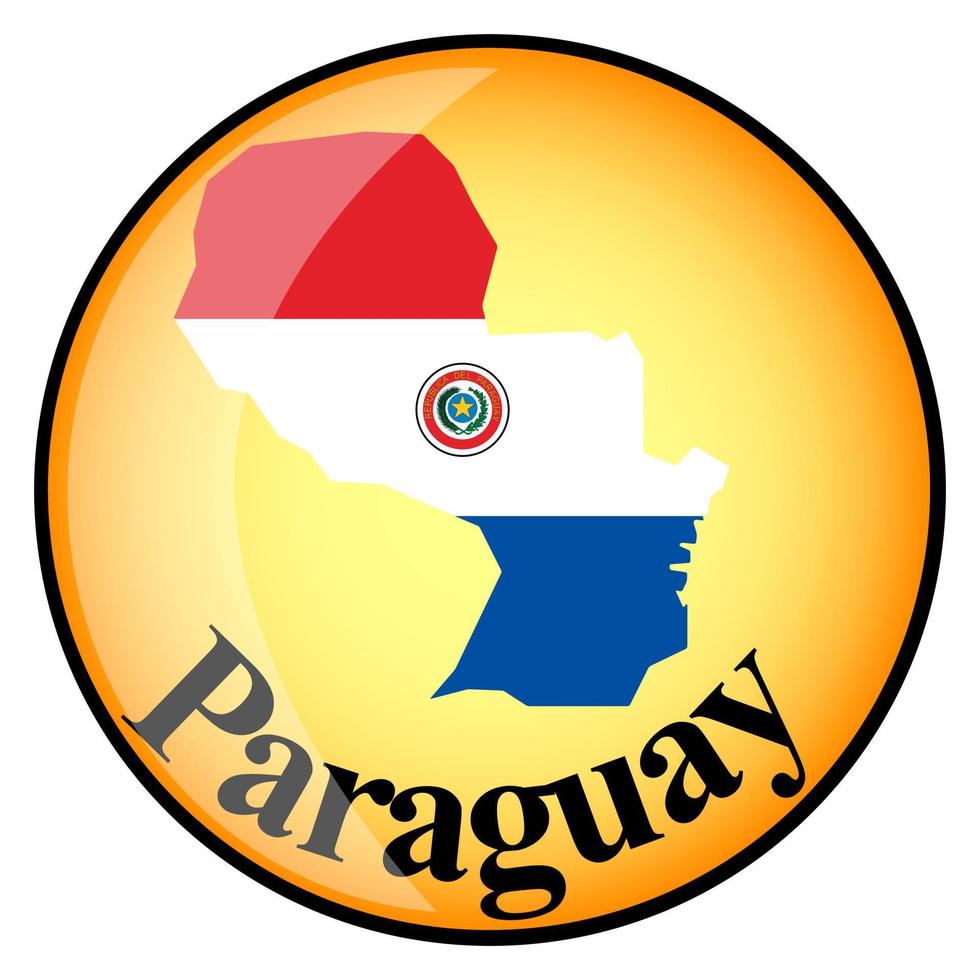 pulsante arancione con le mappe immagine del paraguay vettore
