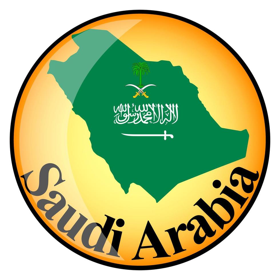 pulsante arancione con le mappe immagine dell'Arabia Saudita vettore