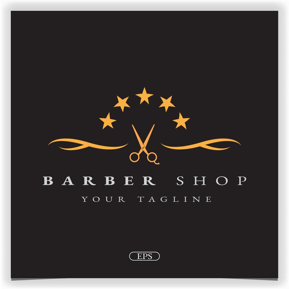 taglio di capelli e barba da barbiere logo premium elegante modello vettoriale eps 10