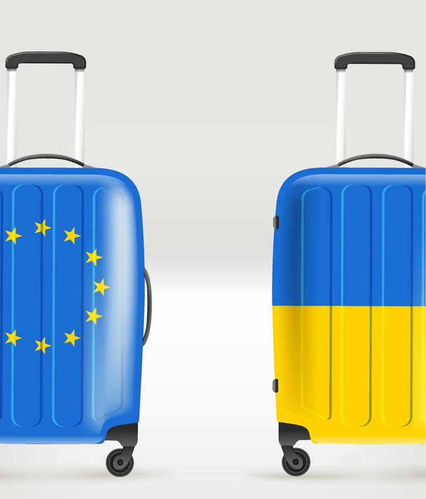 valigie da viaggio in plastica per ue e ucraina. illustrazione vettoriale  3d 7724542 Arte vettoriale a Vecteezy