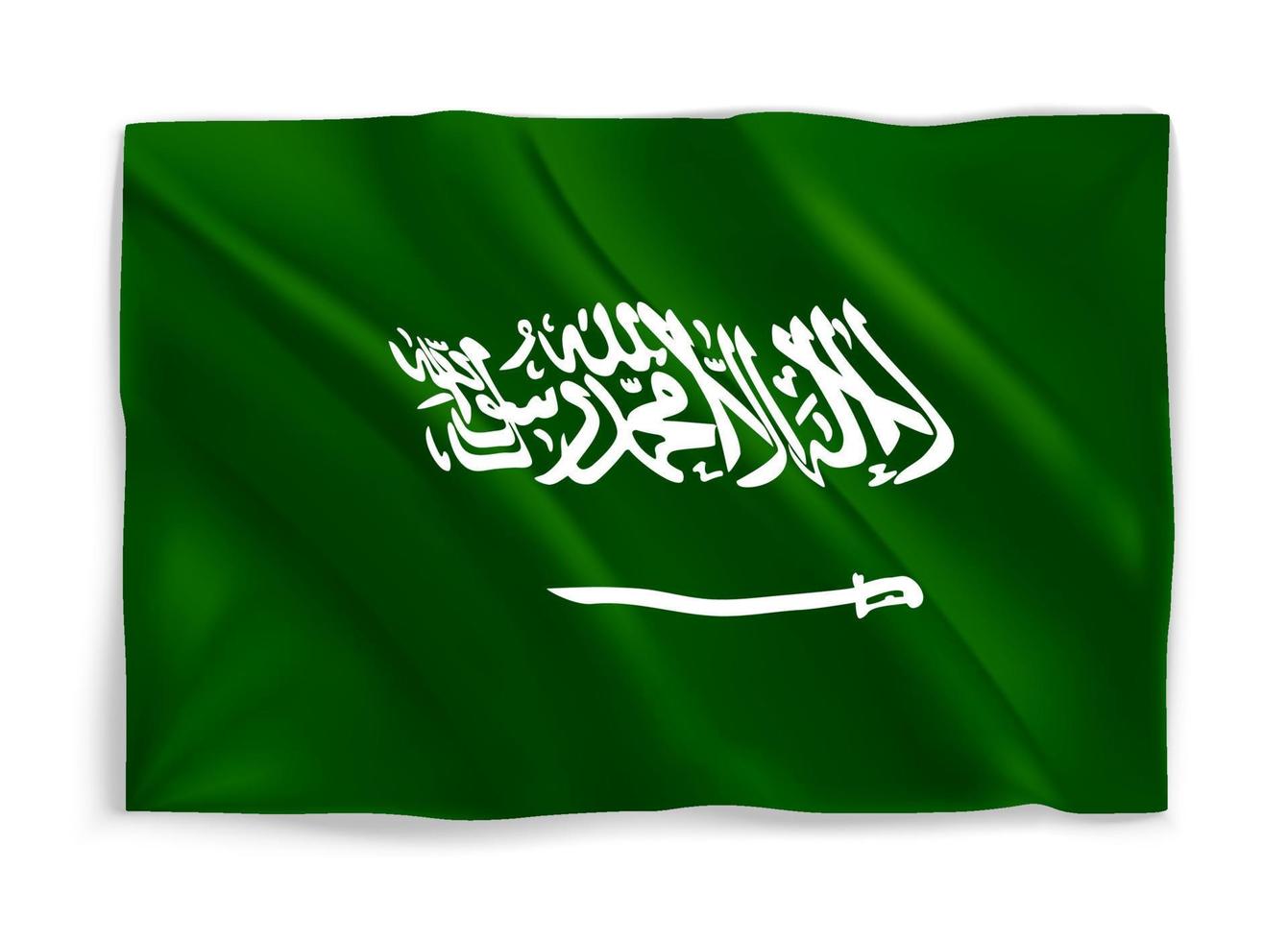 bandiera verde sventolante dell'arabia saudita. oggetto vettoriale 3d isolato su bianco