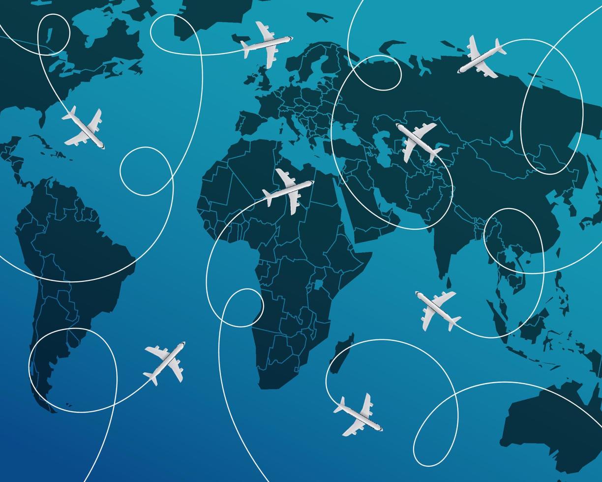 concetto di immigrazione mondiale con aerei. illustrazione vettoriale
