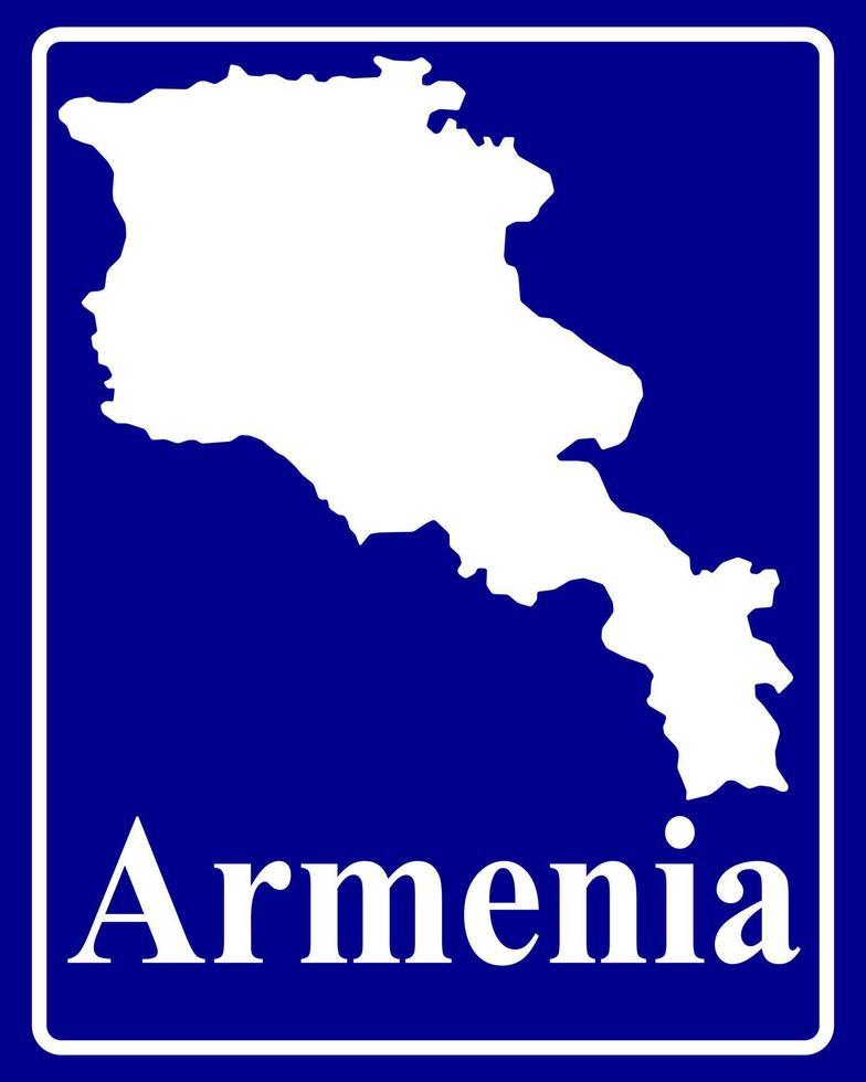 firmare come una mappa silhouette bianca dell'armenia vettore