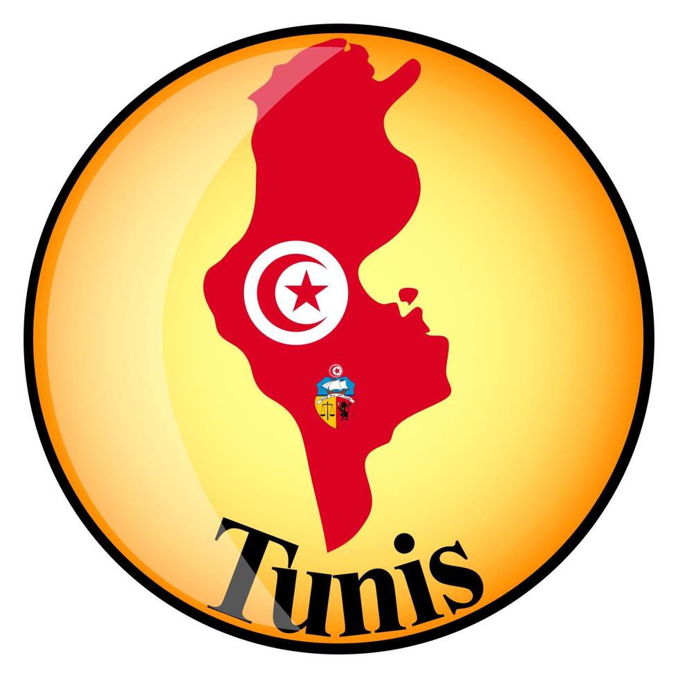 pulsante arancione con le mappe immagine di tunis vettore