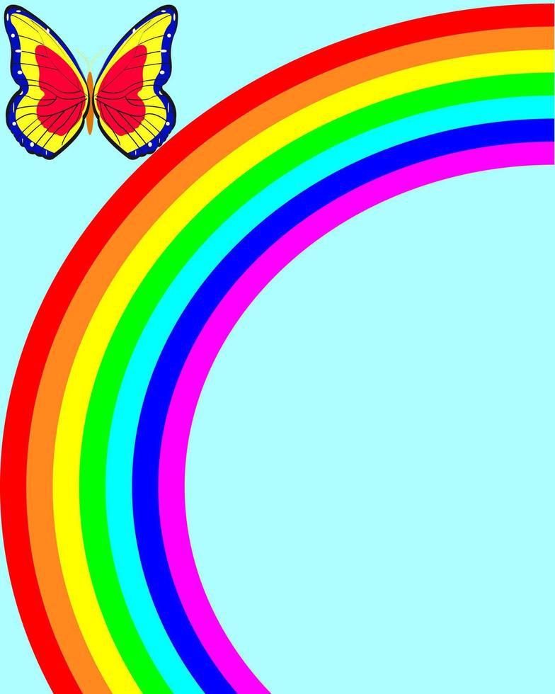 il cangiante contro un arcobaleno e la farfalla vettore