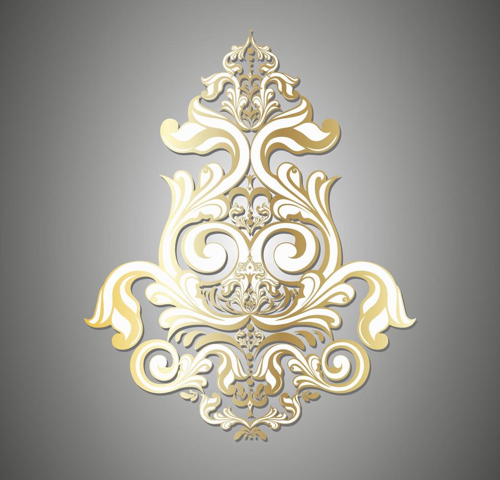 vortice di ornamento di scorrimento barocco vintage damascato vettoriale. monogramma vittoriano scudo araldico swirl.retro motivo floreale foglia bordo fogliame antico acanto calligrafia tatuaggio inciso. elemento decorativo per piastrelle vettore